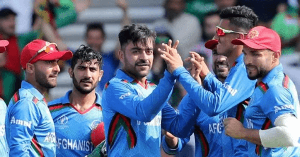 An image of Afghanistan's Cricket Team celebration After Wicket