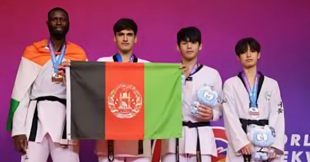 Afghanistani Taekwandu Athelets Amiri wins the first Gold Medal for Afghanistan at G2 Korea